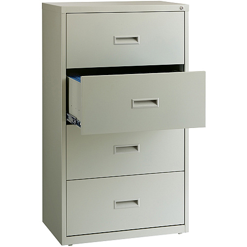 Lorell Value Lateral File - 4-Drawer 30" Width x 18.6" Depth x 52.5" Height - 4 x Drawer(s) for File - A4, Legal, Letter - Interlocking, Leveling Glide, Ball-bearing Suspension, Label Holder - Light Gray - Steel - Recycled (LLR60561)