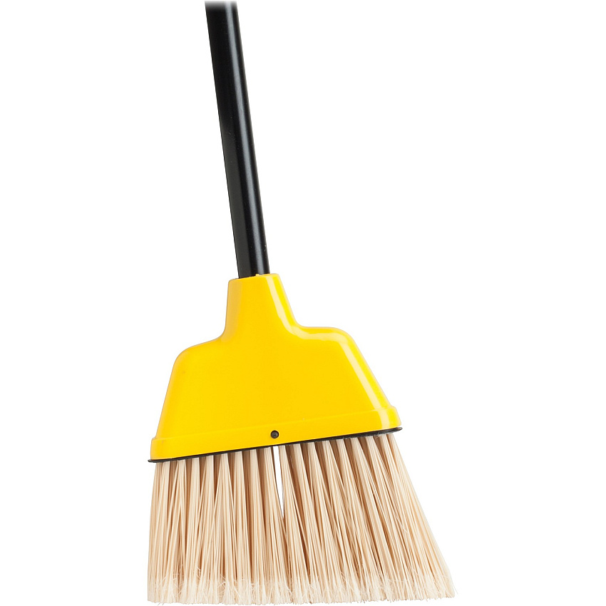 Genuine Joe Angle Broom Polyvinyl Chloride (PVC) Bristle - 47" Handle Length - 54.5" Overall Length - Plastic Handle - Yellow - 1 Each (GJO58562)