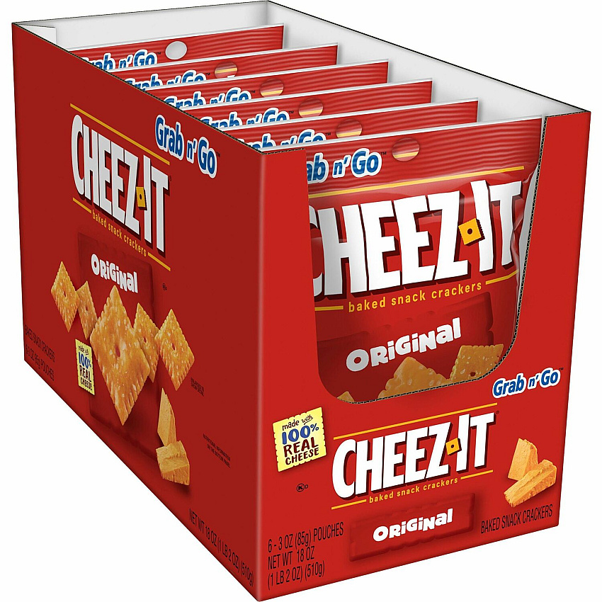 Cheez-It&reg Original Crackers Original - 1 Serving Pouch - 3 oz - 6 / Box (19133)
