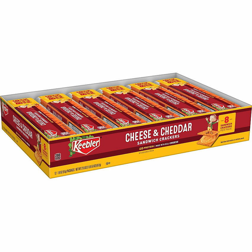 Keebler&reg Cheese Crackers with Cheddar Cheese Cheddar Cheese - 1.80 oz - 12 / Box (21147)
