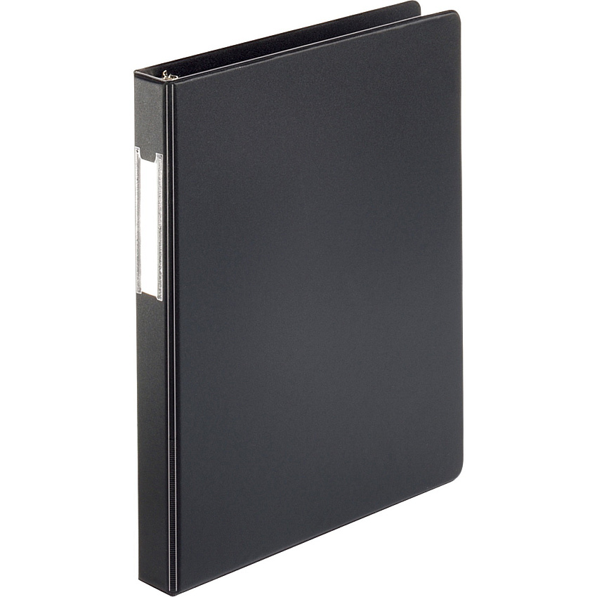 Business Source Basic Round Ring Binder w/Label Holder 1" Binder Capacity - Letter - 8 1/2" x 11" Sheet Size - 3 Ring(s) - Fastener(s): Round Ring - Vinyl - Black - Recycled - Open and Closed Triggers, Label Holder - 1 Each (BSN28559)
