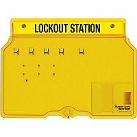 Master Lock Unfilled Padlock Lockout Station with Cover 4 x Padlock - 12.25" Height x 16" Width x 1.75" Depth - Impact Resistant, Heat Resistant, Lockable - Plastic - 1 Each (1482B)