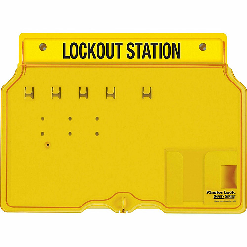Master Lock Unfilled Padlock Lockout Station with Cover 4 x Padlock - 12.25" Height x 16" Width x 1.75" Depth - Impact Resistant, Heat Resistant, Lockable - Plastic - 1 Each (1482B)