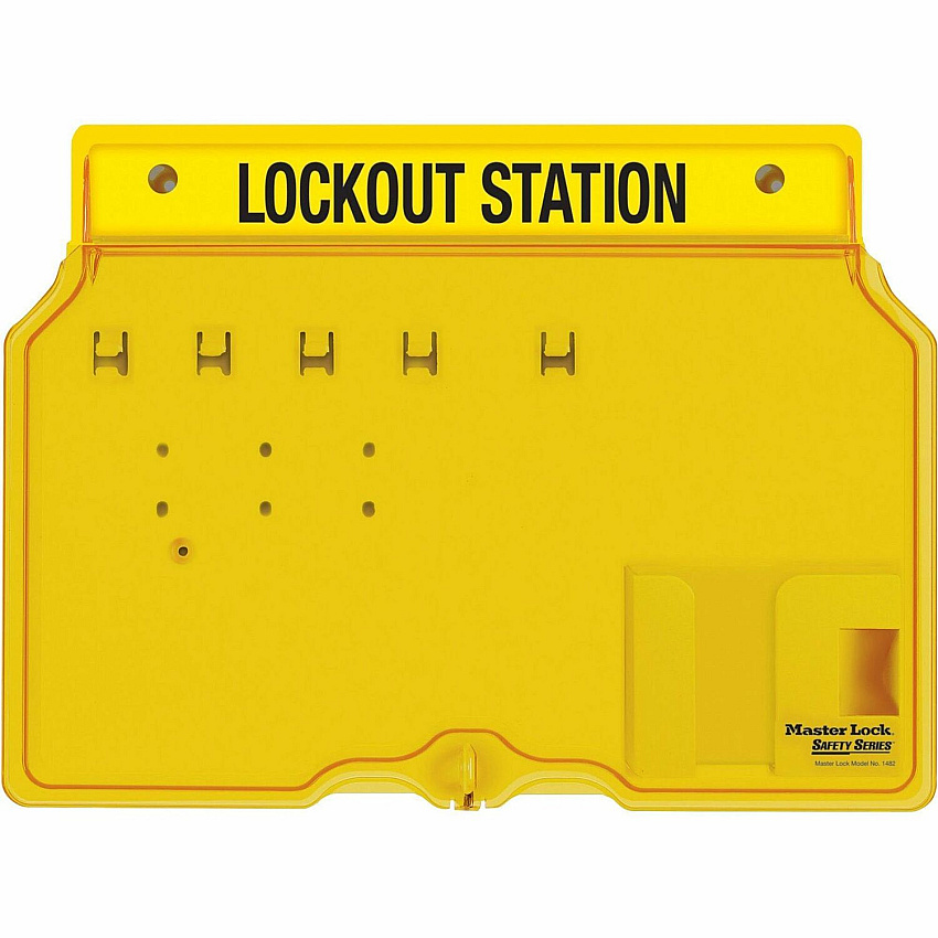 Master Lock Unfilled Padlock Lockout Station with Cover 4 x Padlock - 12.25" Height x 16" Width x 1.75" Depth - Impact Resistant, Heat Resistant, Lockable - Plastic - 1 Each (1482B)