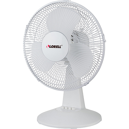 Lorell 12" Oscillating Desk Fan 12" Fan Diameter - 3 Speed - Quiet, Oscillating - 19.5" Height x 13.9" Width x 11.5" Depth - Light Gray (LLR44551)