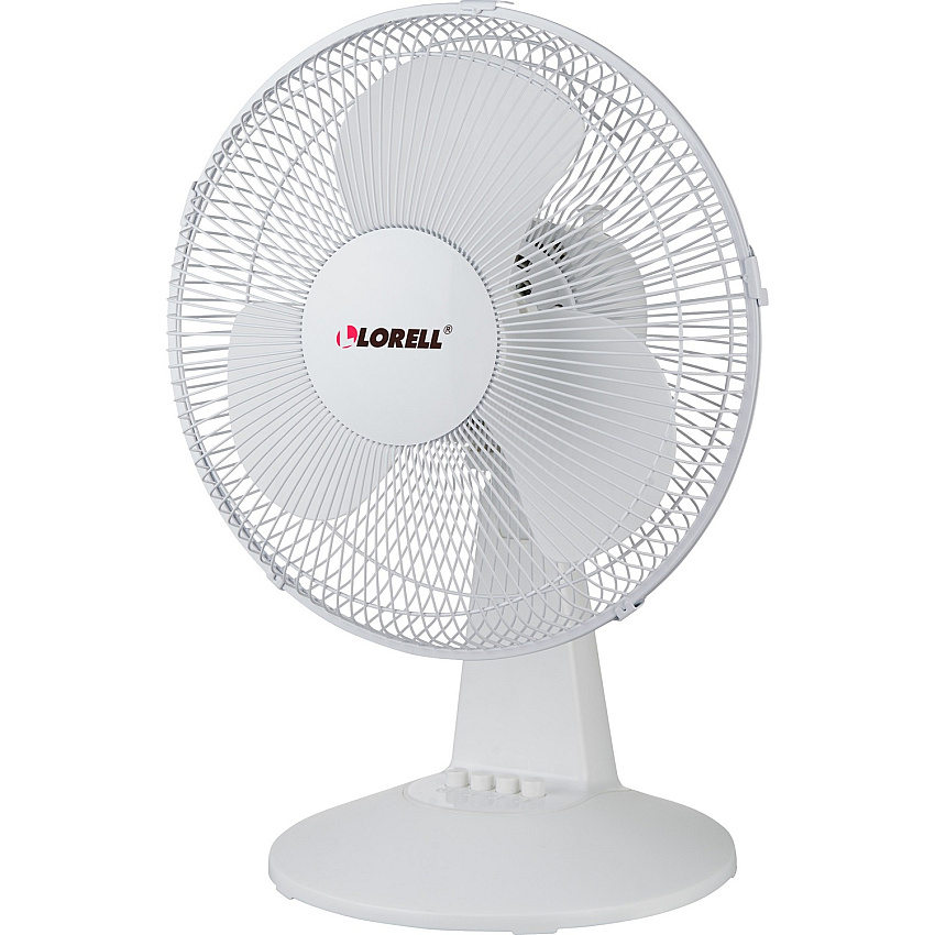 Lorell 12" Oscillating Desk Fan 12" Fan Diameter - 3 Speed - Quiet, Oscillating - 19.5" Height x 13.9" Width x 11.5" Depth - Light Gray (LLR44551)
