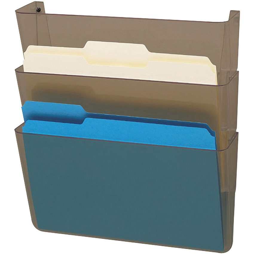 Deflecto EZ Link Unbreakable DocuPocket 7" Height x 13" Width x 4" Depth - Unbreakable - Smoke - Plastic - 3 / Pack (83602)
