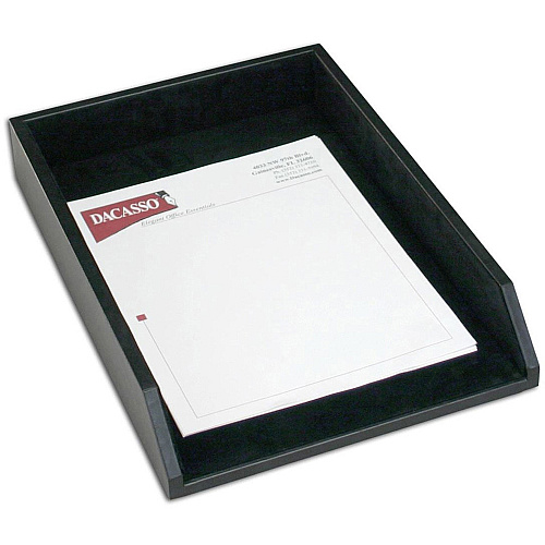 Dacasso Legal Tray - Black Leather 2.50" Height x 10.60" Width x 15.25" Depth - Desktop - Black - Leather - 1 Each (A1005)