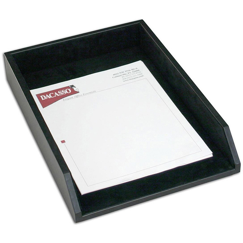 Dacasso Legal Tray - Black Leather 2.50" Height x 10.60" Width x 15.25" Depth - Desktop - Black - Leather - 1 Each (A1005)