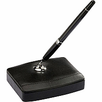 Dacasso Classic Leather Single Pen Stand Leather - Black, Silver - 1 Each (A1029)