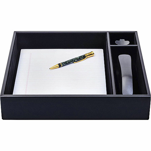 Dacasso Classic Leather Conference Room Organizer 8 x Writing Pad - 3 Compartment(s) - 2.38" Height x 12.50" Width x 12.75" Length - Desktop - Black - Leather - 1 Each (A1040)