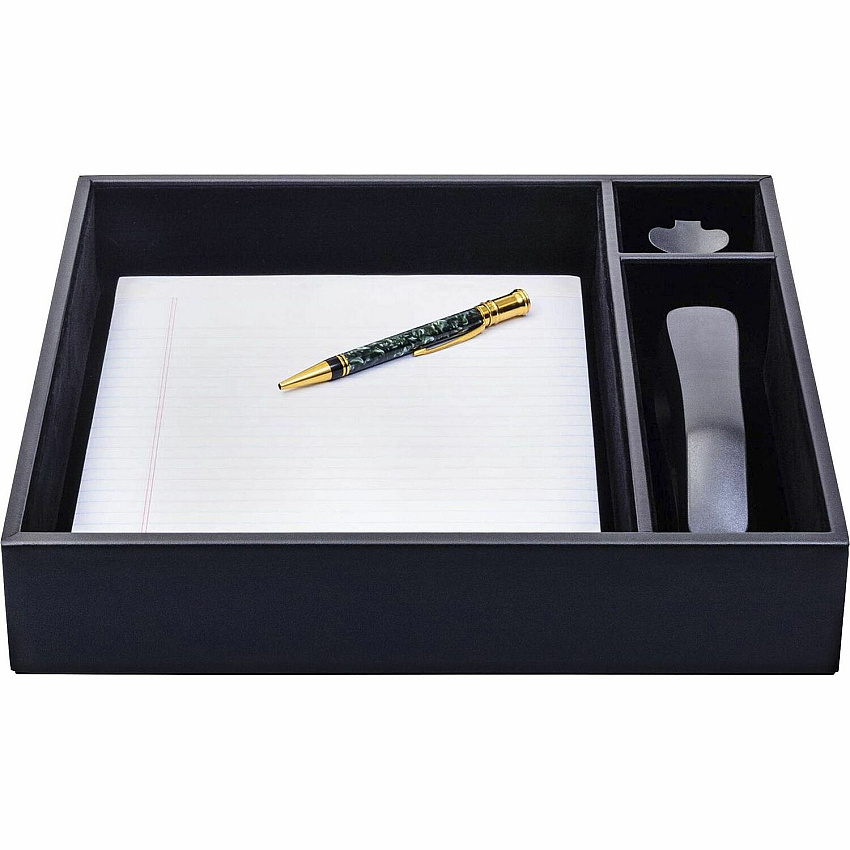 Dacasso Classic Leather Conference Room Organizer 8 x Writing Pad - 3 Compartment(s) - 2.38" Height x 12.50" Width x 12.75" Length - Desktop - Black - Leather - 1 Each (A1040)