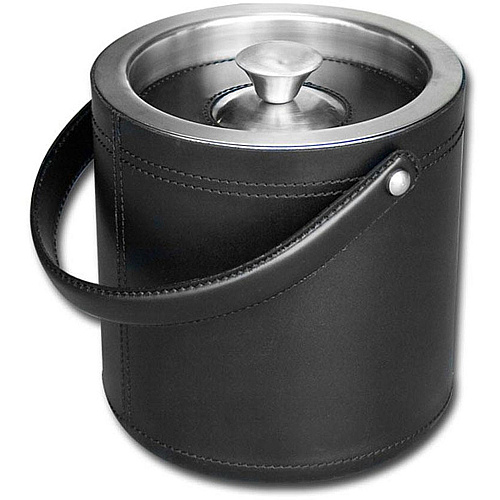 Dacasso Classic Leather Ice Bucket Black - Leather, Stainless Steel Body - Stainless Steel Lid - 1 Each (A1060)