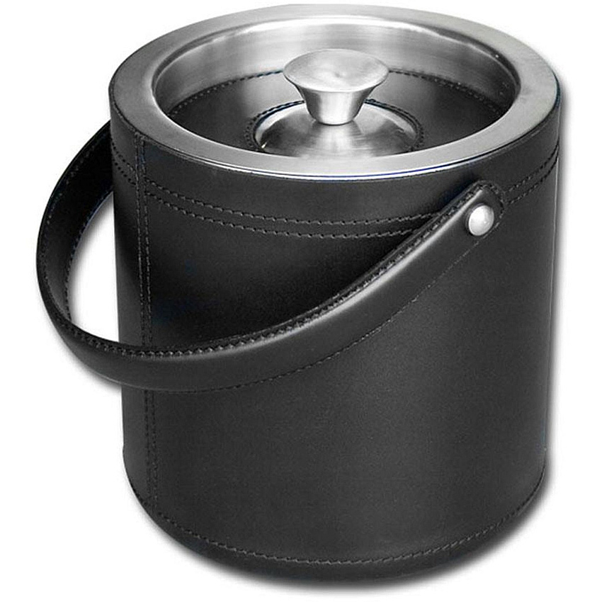 Dacasso Classic Leather Ice Bucket Black - Leather, Stainless Steel Body - Stainless Steel Lid - 1 Each (A1060)