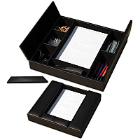 Dacasso Classic Leather Enhanced Conference Room Organizer 6 Compartment(s) - Desktop - Black - Leather - 1 Each (A1090)