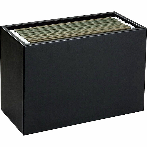 Dacasso Classic Leather Hanging File Folder Box External Dimensions: - Media Size Supported: HeightLetter 8.50" x 11" - Top Grain Leather, Velveteen - Black - For File Folder - 1 Each (A1093)