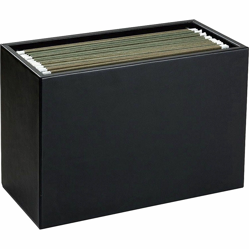 Dacasso Classic Leather Hanging File Folder Box External Dimensions: - Media Size Supported: HeightLetter 8.50" x 11" - Top Grain Leather, Velveteen - Black - For File Folder - 1 Each (A1093)