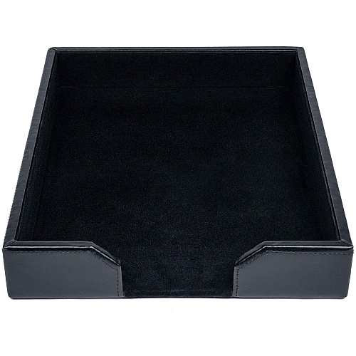 Dacasso Bonded Leather Letter Tray 2" Height x 10.25" Width x 13.50" Length - Desktop - Black - Leather - 1 Each (A1401)
