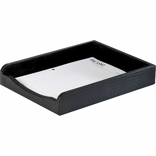 Dacasso Crocodile Embossed Leather Letter Tray Desktop - Black - 1 Each (A2201)