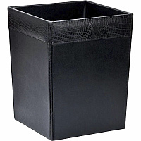 Dacasso Crocodile Embossed Leather Waste Basket 3.50 gal Capacity - Leather, Velveteen - Black - 1 Each (A2203)