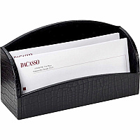 Dacasso Crocodile Embossed Leather Letter Holder Horizontal - Leather - Black - 1 Each (A2208)