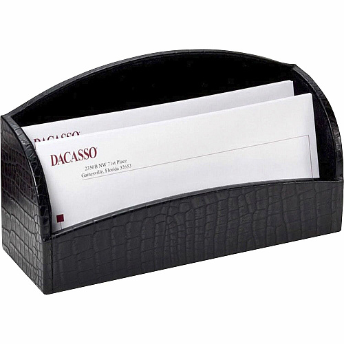 Dacasso Crocodile Embossed Leather Letter Holder Horizontal - Leather - Black - 1 Each (A2208)