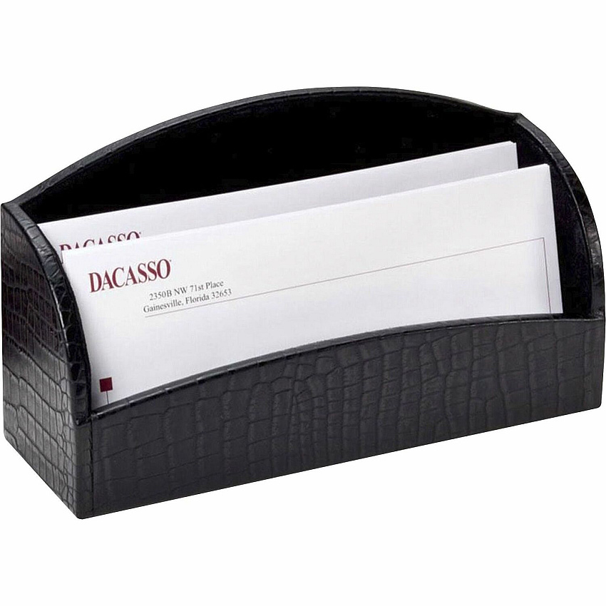 Dacasso Crocodile Embossed Leather Letter Holder Horizontal - Leather - Black - 1 Each (A2208)