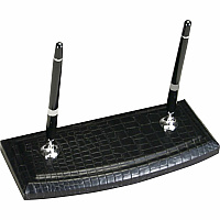 Dacasso Crocodile Embossed Black Leather Pen Stand Leather, Velveteen - Black - 1 Each (A2212)