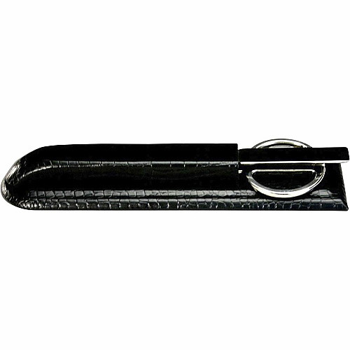 Dacasso Crocodile Embossed Black Leather Library Set Leather, Metal, Velveteen - Black - 1 Each (A2219)