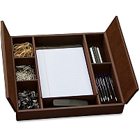 Dacasso Leather Conference Room Organizer 6 Compartment(s) - Desktop - Chocolate Brown - Leather - 1 Each (A3490)