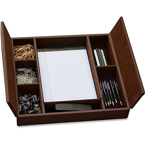 Dacasso Leather Conference Room Organizer 6 Compartment(s) - Desktop - Chocolate Brown - Leather - 1 Each (A3490)