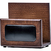Dacasso Walnut & Leather Letter Holder Leather, Wood, Rubber - Walnut, Black - 1 Each (A8408)