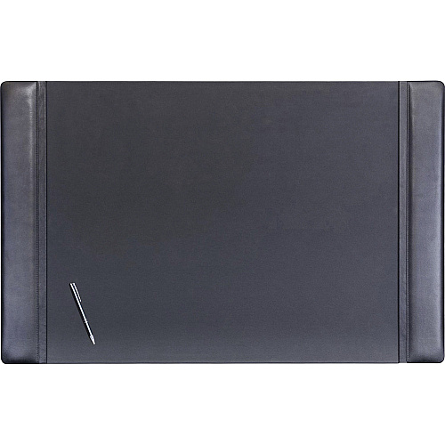 Dacasso Leather Side-Rail Desk Pad Rectangular - 38" Width x 24" Depth - Felt Black Backing - Top Grain Leather - Black - 1 Each (P1025)