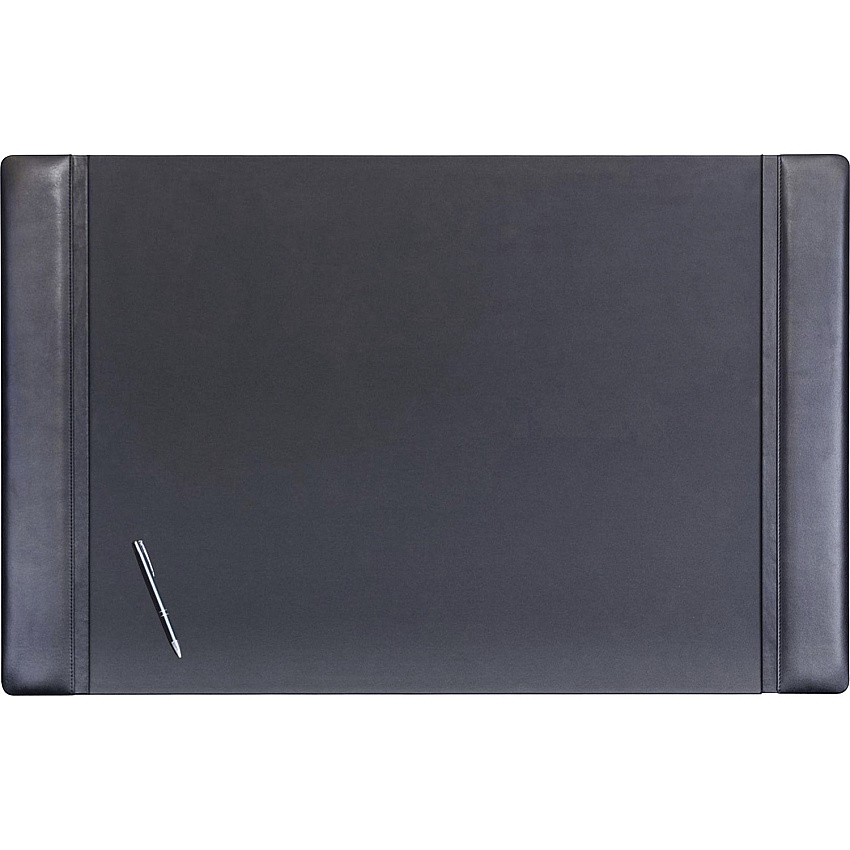 Dacasso Leather Side-Rail Desk Pad Rectangular - 38" Width x 24" Depth - Felt Black Backing - Top Grain Leather - Black - 1 Each (P1025)