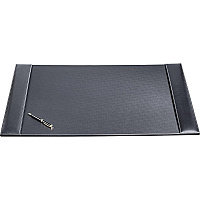 Dacasso Rustic Leather Side-Rail Desk Pad Rectangular - 34" Width - Top Grain Leather, Velveteen - Rustic Black - 1 Each (P1201)