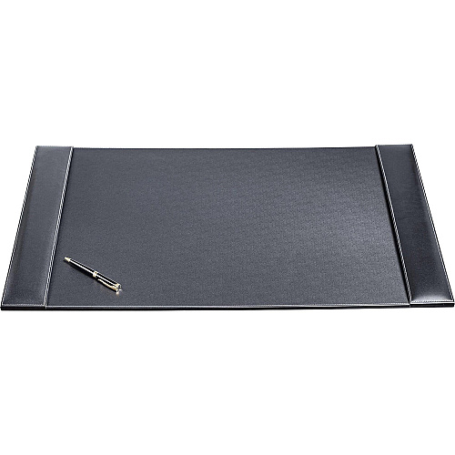 Dacasso Rustic Leather Side-Rail Desk Pad Rectangular - 34" Width - Top Grain Leather, Velveteen - Rustic Black - 1 Each (P1201)