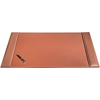Dacasso Rustic Leather Side-Rail Desk Pad Rectangular - 34" Width x 20" Depth - Felt Backing - Top Grain Leather - Rustic Brown - 1 Each (P3201)