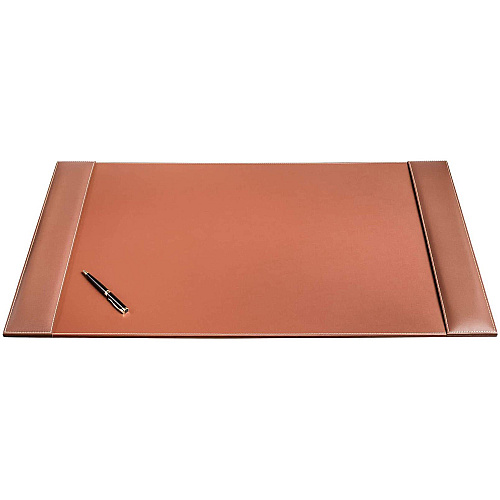 Dacasso Rustic Leather Side-Rail Desk Pad Rectangular - 34" Width x 20" Depth - Felt Backing - Top Grain Leather - Rustic Brown - 1 Each (P3201)