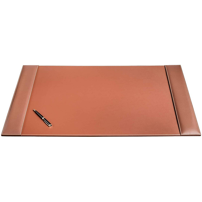 Dacasso Rustic Leather Side-Rail Desk Pad Rectangular - 34" Width x 20" Depth - Felt Backing - Top Grain Leather - Rustic Brown - 1 Each (P3201)