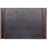 Dacasso Walnut & Leather Side-Rail Desk Pad Rectangular - 25.5" Width x 17.25000" Depth - Felt Black Backing - Leather - Walnut - 1 Each (P8402)