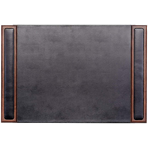 Dacasso Walnut & Leather Side-Rail Desk Pad Rectangular - 25.5" Width x 17.25000" Depth - Felt Black Backing - Leather - Walnut - 1 Each (P8402)