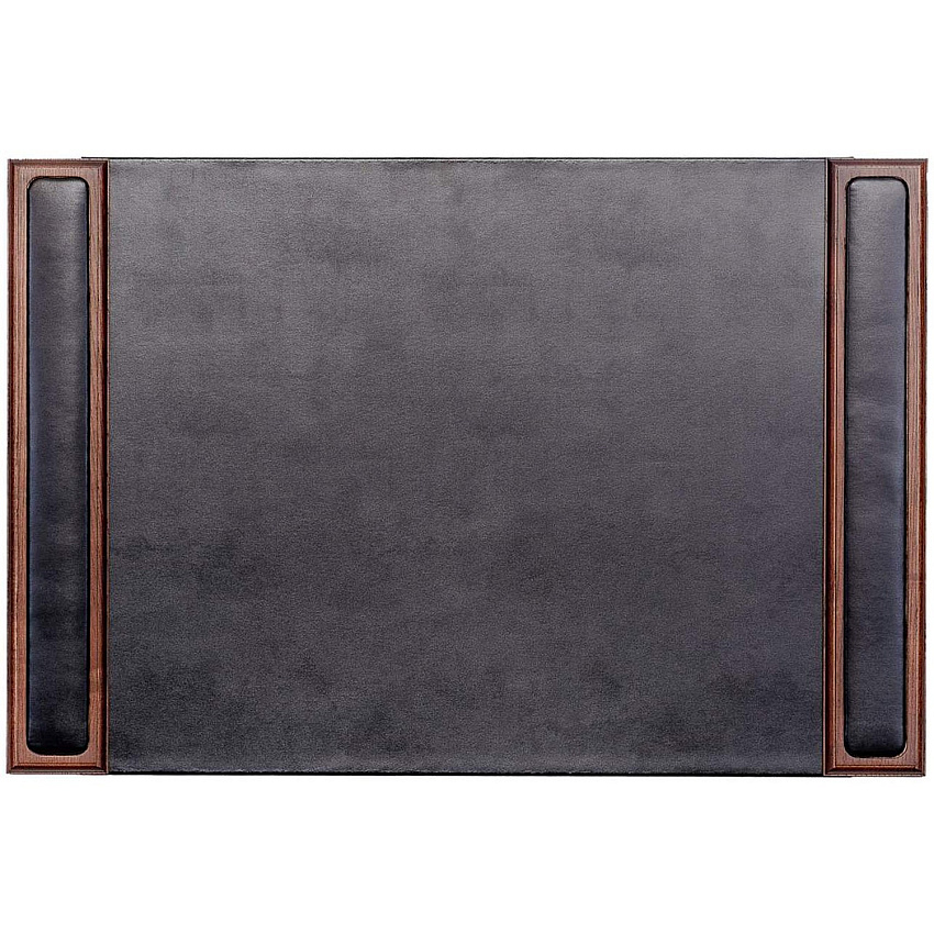 Dacasso Walnut & Leather Side-Rail Desk Pad Rectangular - 25.5" Width x 17.25000" Depth - Felt Black Backing - Leather - Walnut - 1 Each (P8402)