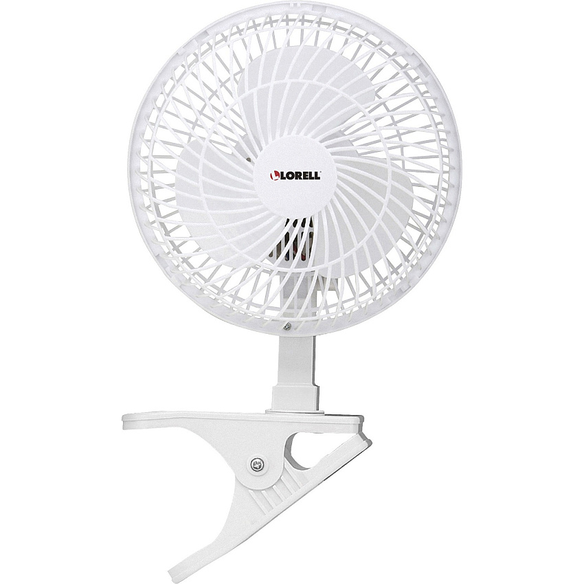 Lorell Clip-On Personal Fan 152.4 mm Fan Diameter - 2 Speed - Adjustable Tilt Head - 9.5" Height x 7.9" Width x 6" Depth - White (LLR44552)