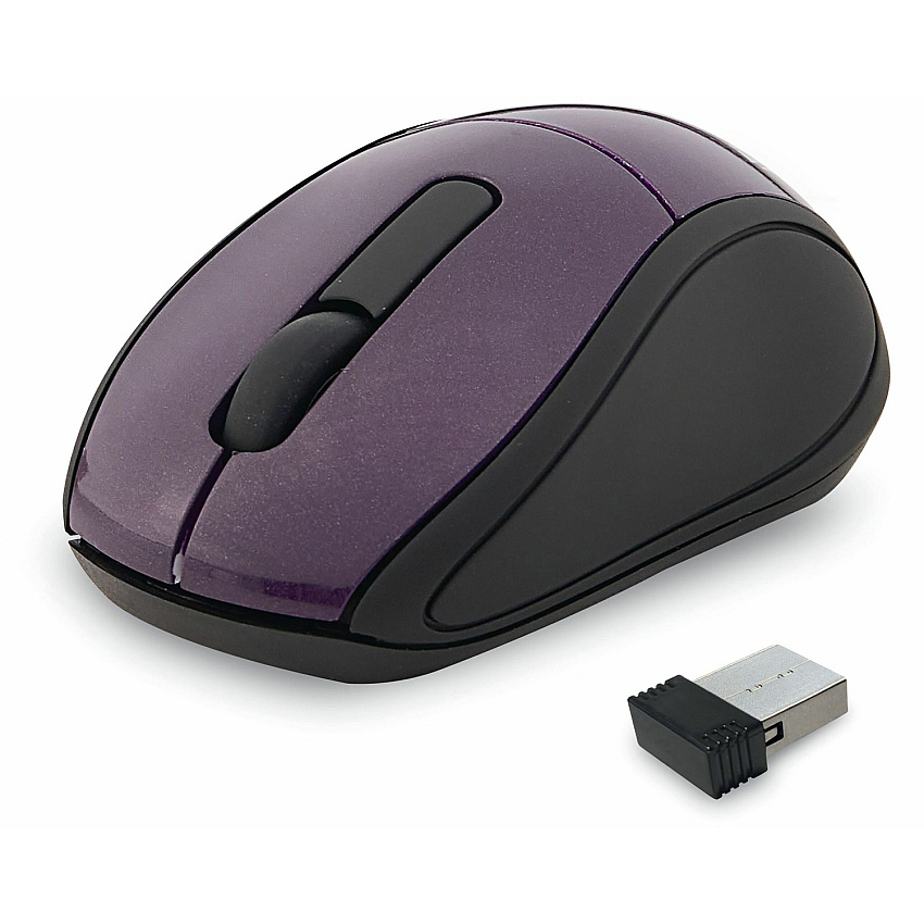 Verbatim Wireless Mini Travel Optical Mouse - Purple Optical - Wireless - Radio Frequency - Purple - 1 - USB - 1600 dpi - Scroll Wheel - 3 Button(s) (97473)