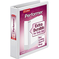 Cardinal Performer ClearVue Slant-D Ring Binder 1 1/2" Binder Capacity - Letter - 8 1/2" x 11" Sheet Size - 375 Sheet Capacity - 1 3/5" Spine Width - 3 x D-Ring Fastener(s) - 2 Inside Front & Back Pocket(s) - Vinyl - White - 1.18 lb - Label Hold (17400CB)