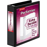 Cardinal Performer ClearVue Slant-D Ring Binder 2" Binder Capacity - Letter - 8 1/2" x 11" Sheet Size - 540 Sheet Capacity - 2 1/2" Spine Width - 3 Ring(s) - Fastener(s): D-Ring - Pocket(s): 2, Inside Front & Back - Vinyl - Black - 1.40 lb - Lab (17501CB)