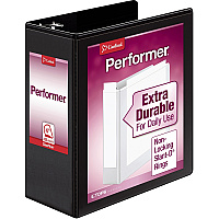 Cardinal Performer ClearVue Slant-D Ring Binder 4" Binder Capacity - Letter - 8 1/2" x 11" Sheet Size - 835 Sheet Capacity - 3 3/5" Spine Width - 3 Ring(s) - Fastener(s): D-Ring - Pocket(s): 2, Inside Front & Back - Vinyl - Black - 2.14 lb - Lab (17811CB)