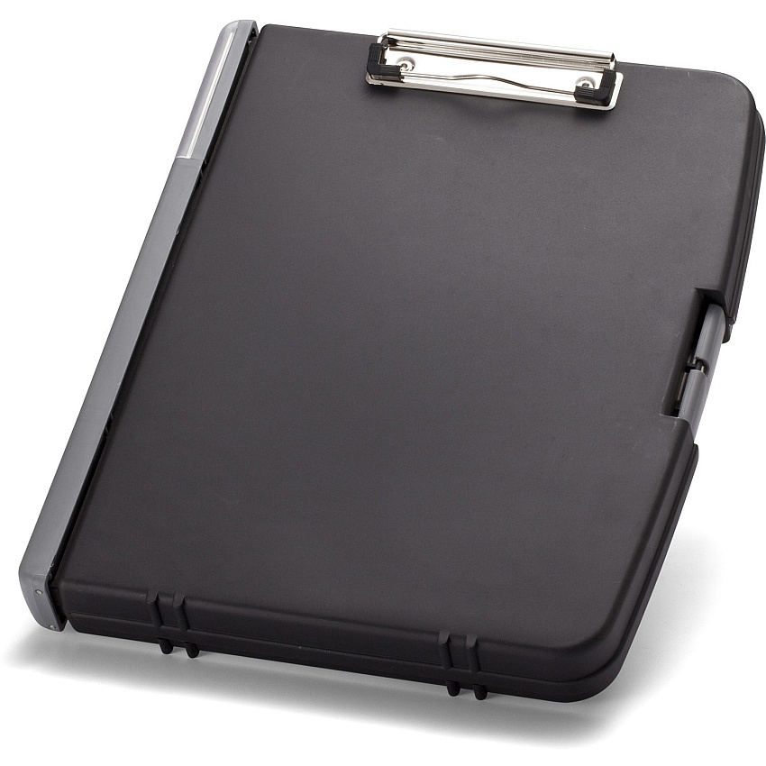 Officemate Triple File Clipboard Storage Box, Recycled 8 1/2" x 11" Sheet Size - Spring Clip - Black - 1 Each (83610)
