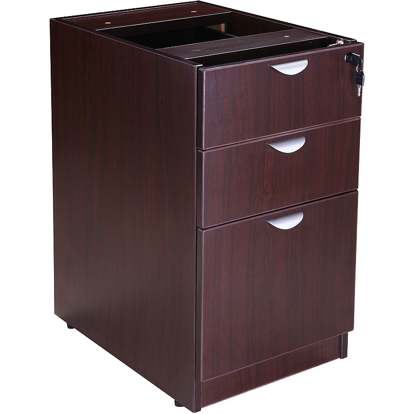 Boss N166 Deluxe Pedestal - 3-Drawer 28.5" Height x 16" Width x 22" Depth - Total Drawer(s): 3 - Finish: Mahogany - Security Lock - 1 Each (N166M)