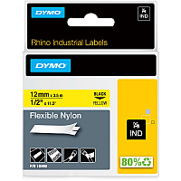 Dymo Rhino Flexible Nylon Labels 1/2" Width - Direct Thermal - Yellow - Nylon - 1 Each (18490)